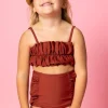 Amber Brown | Mini Down in Front Ruffle Bottoms