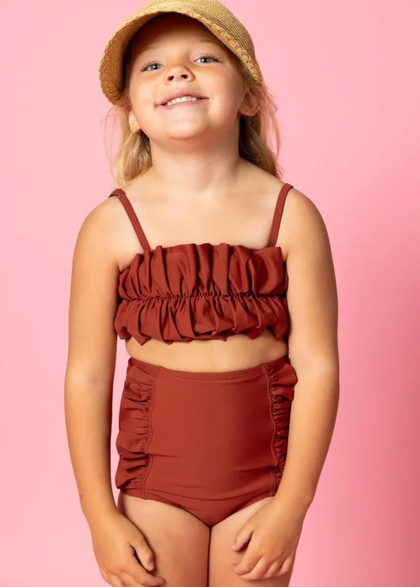 Amber Brown | Mini Down in Front Ruffle Bottoms