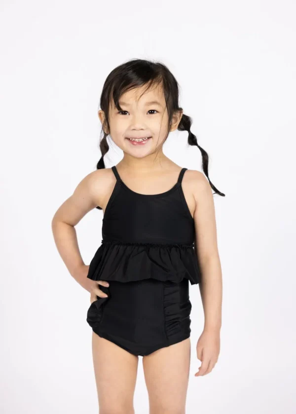 Black | Mini Down in Front Ruffle Bottoms
