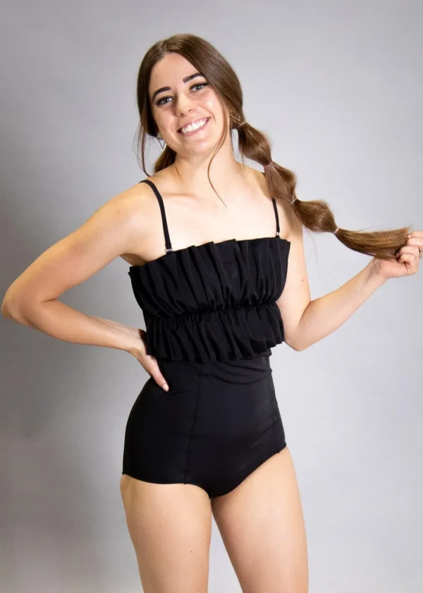Black | Oversized Ruffle Top
