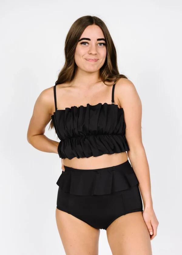 Black | Oversized Ruffle Top