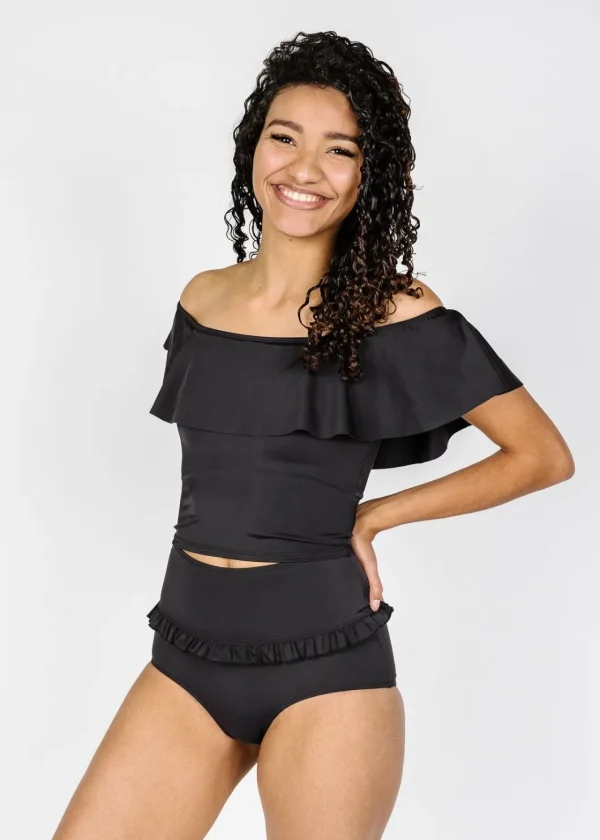 Black | Ruffled Around Top