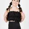 Black | Youth Oversized Ruffle Top