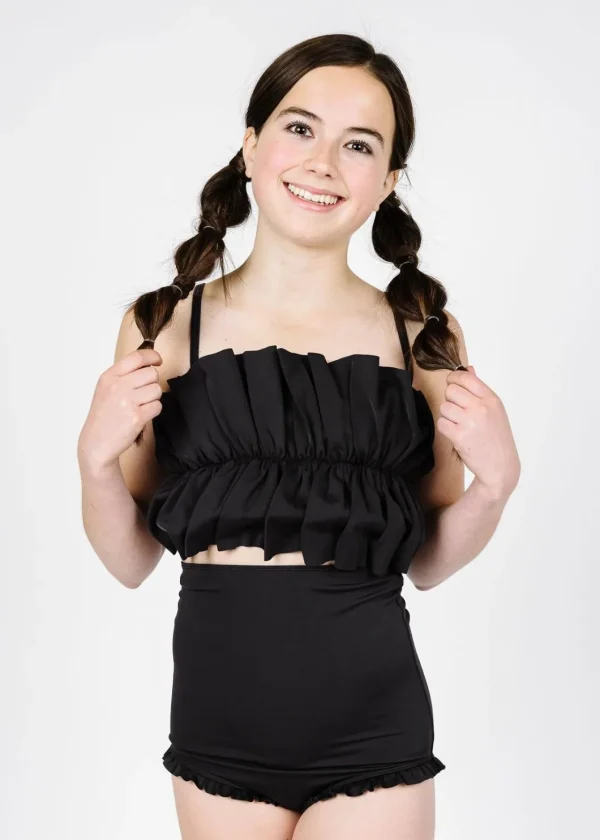 Black | Youth Oversized Ruffle Top