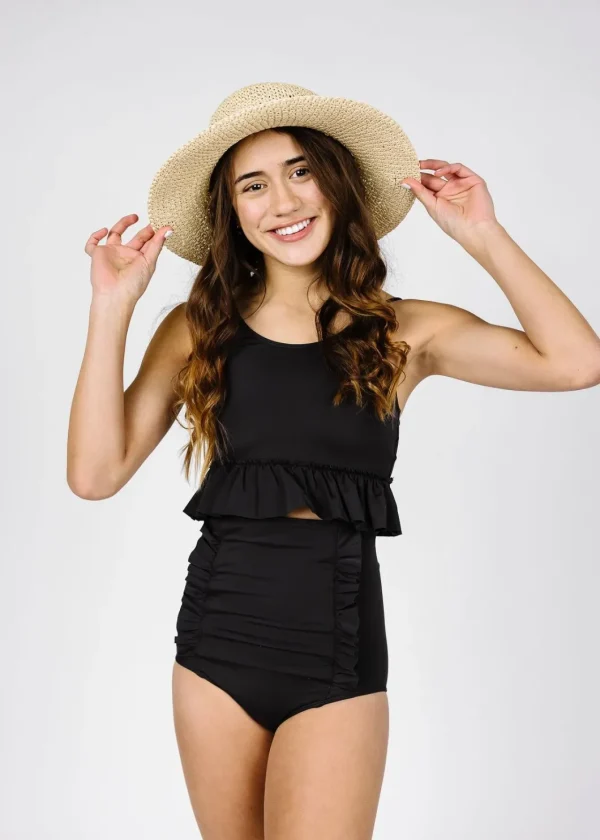 Black | Youth Peplum Top