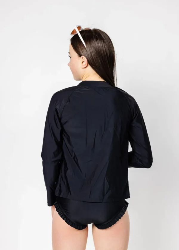 Black | Youth Rashguard Top (Unisex) with Zipper
