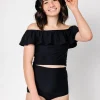 Black | Youth Ruffled Around Top