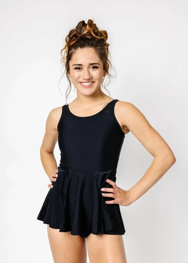 Black | Youth Skirted One-Piece