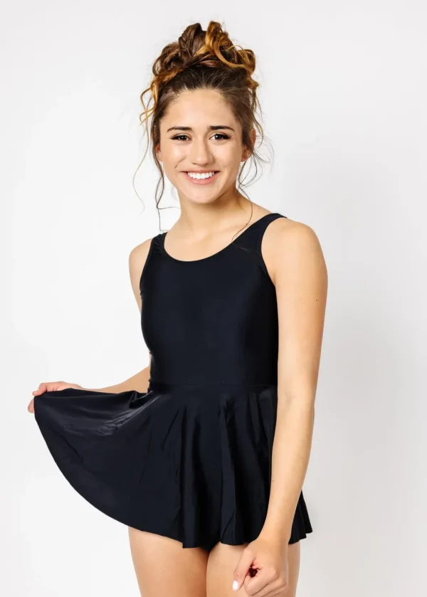 Black | Youth Skirted One-Piece