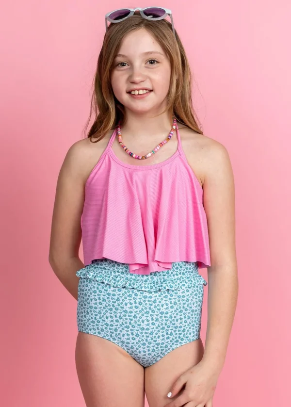 Blue Ditsy Floral | Youth Mid-Ruffle Bottoms