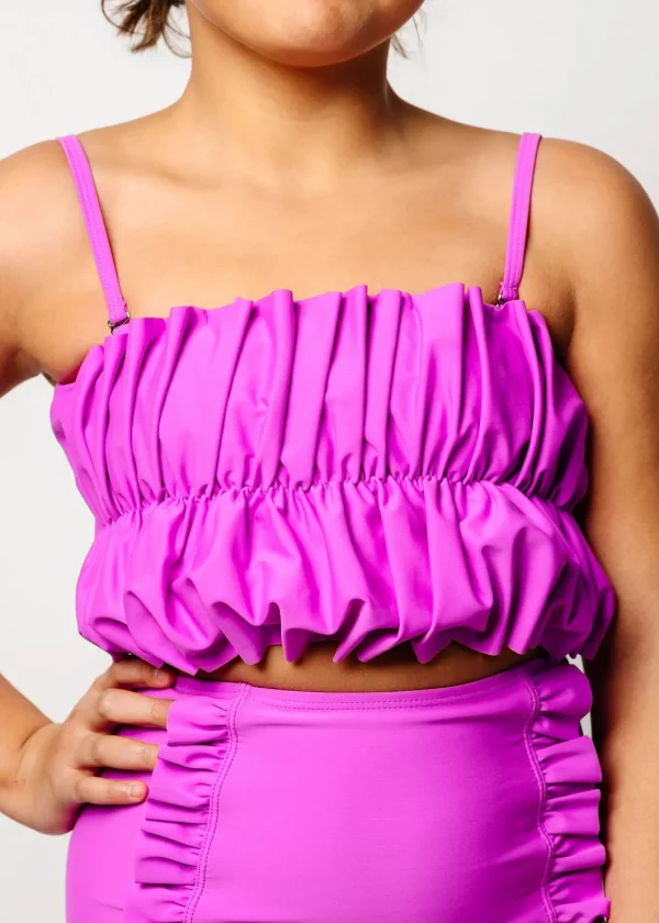 Brilliant Violet | Youth Oversized Ruffle Top