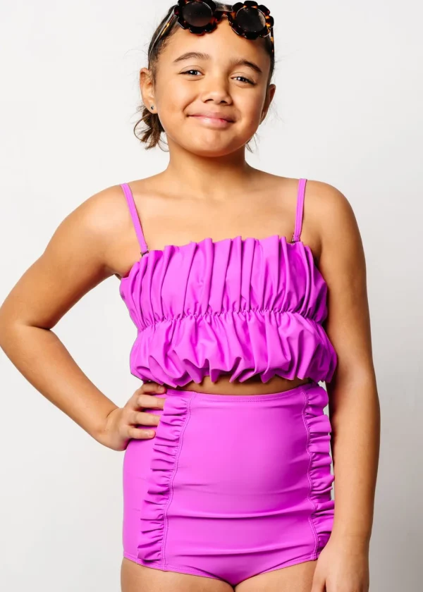 Brilliant Violet | Youth Oversized Ruffle Top