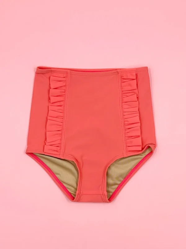 Deep Coral | Mini Down in Front Ruffle Bottoms