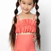 Deep Coral | Mini Oversized Ruffle Top