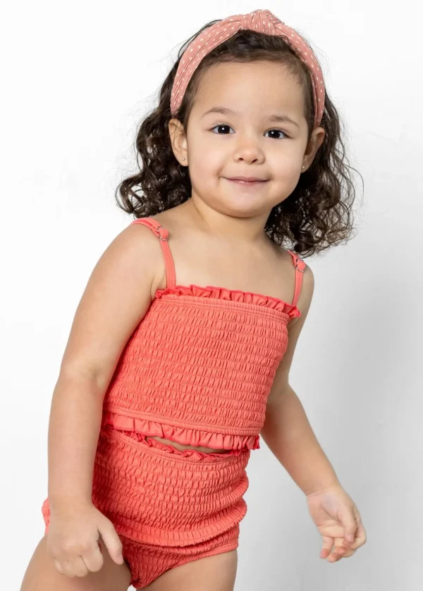Deep Coral | Mini Smocked Bottoms