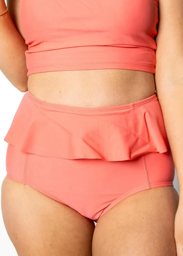 Deep Coral | Peplum Bottoms