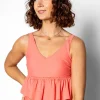 Deep Coral | V-Neck Top