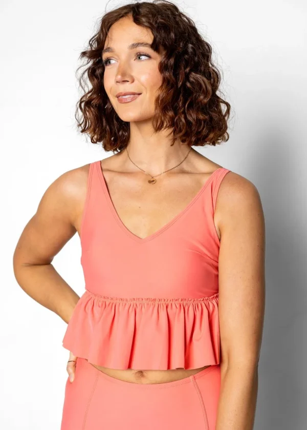 Deep Coral | V-Neck Top