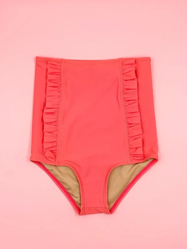 Deep Coral | Youth Down in Front Ruffle Bottoms