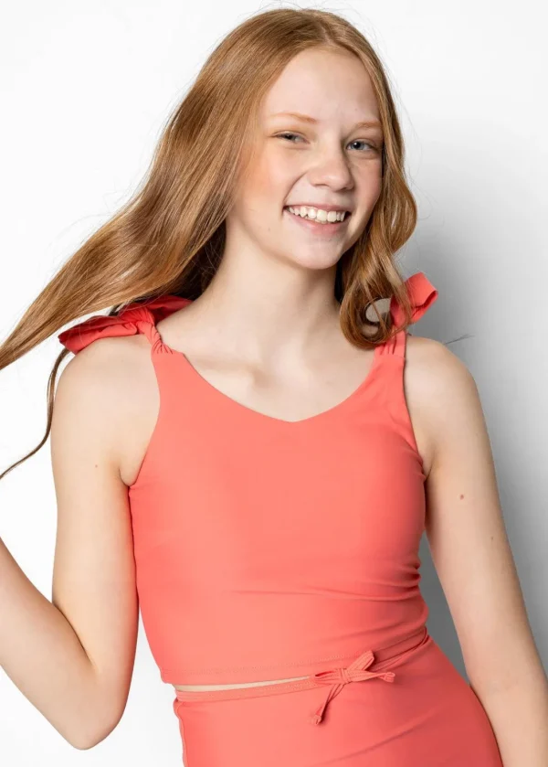 Deep Coral | Youth Knot Top