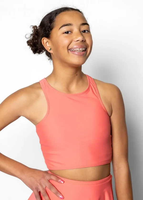 Deep Coral | Youth Racer Back Top