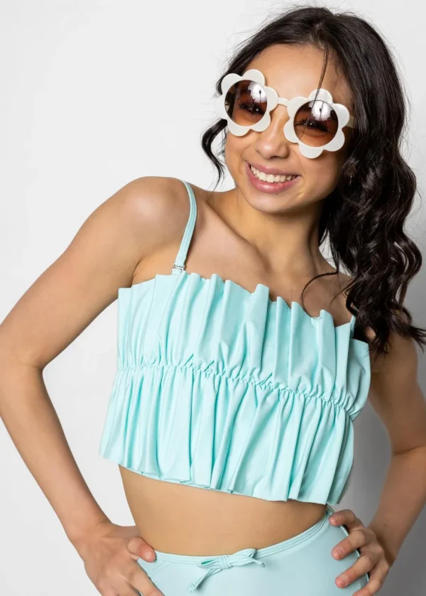 Fresh Mint | Youth Oversized Ruffle Top