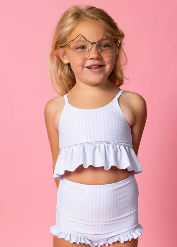 Light Blue Stripe | Mini Peplum Top
