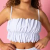 Light Blue Stripe | Oversized Ruffle Top