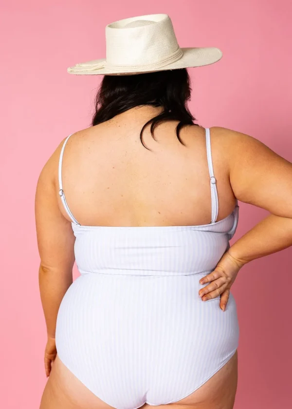 Light Blue Stripe | Oversized Ruffle Top