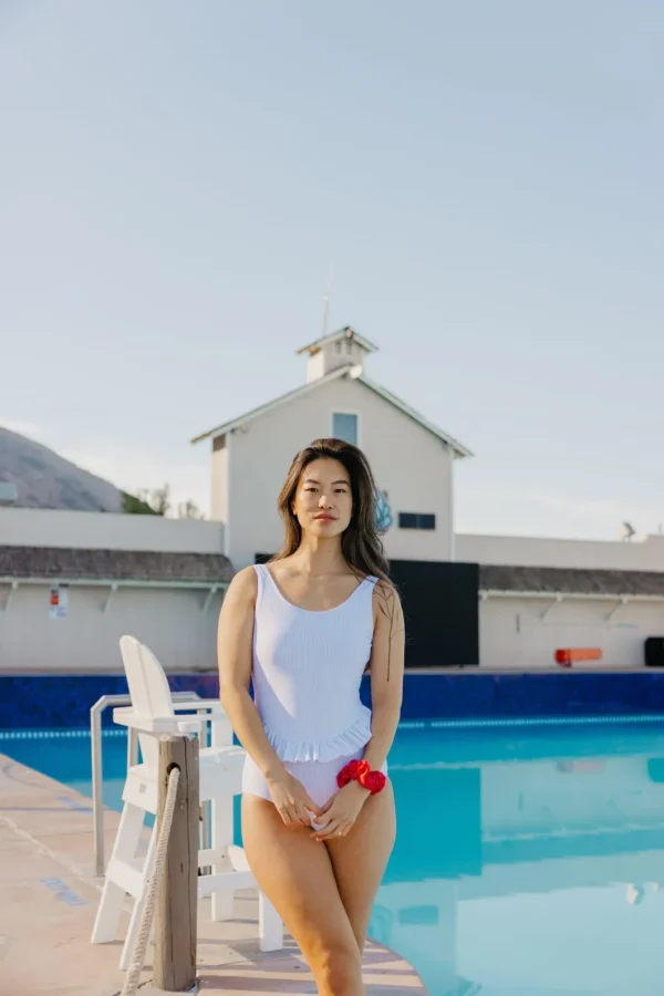 Light Blue Stripe | Skirted One-Piece