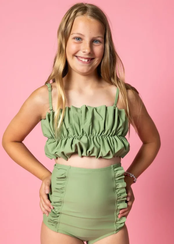 Meadow Green | Youth Oversized Ruffle Top
