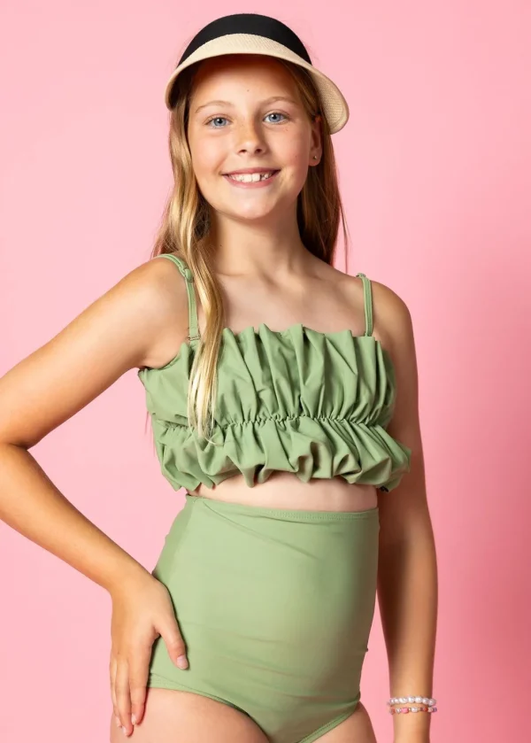 Meadow Green | Youth Oversized Ruffle Top