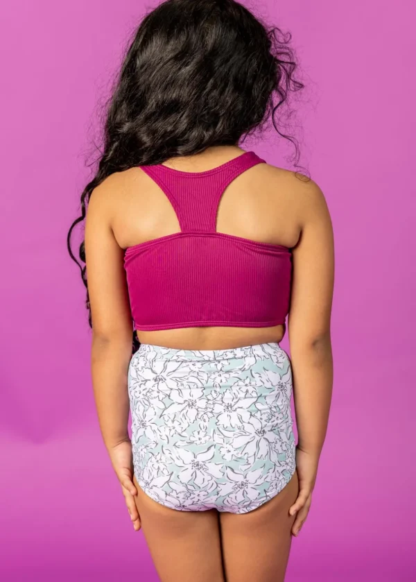Mint Flowers | Mini Down in Front Ruffle Bottoms
