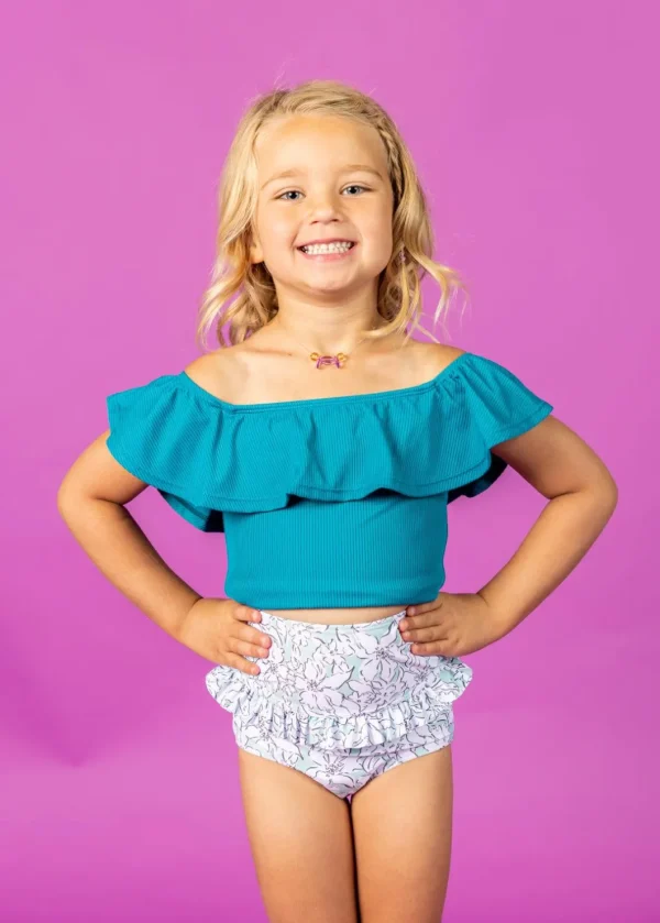 Mint Flowers | Mini Mid-Ruffle Bottoms