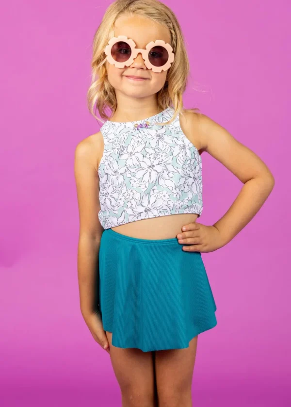 Mint Flowers | Mini Racer Back Top