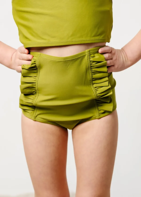 Olive Green | Mini Down in Front Ruffle Bottoms
