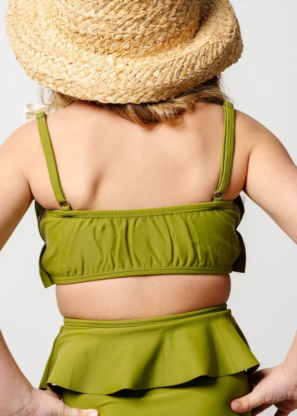 Olive Green | Mini Oversized Ruffle Top