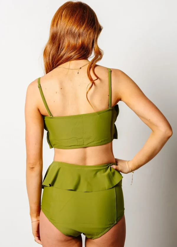 Olive Green | Oversized Ruffle Top