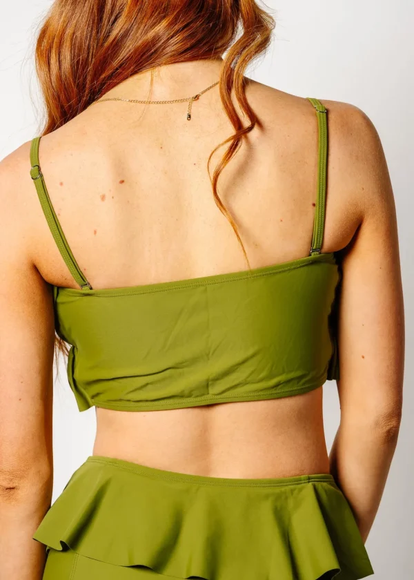 Olive Green | Oversized Ruffle Top