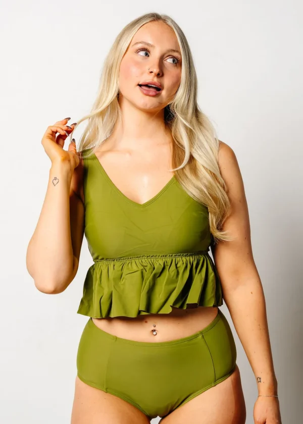 Olive Green | V-Neck Top