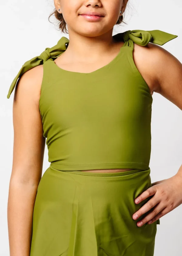 Olive Green | Youth Knot Top