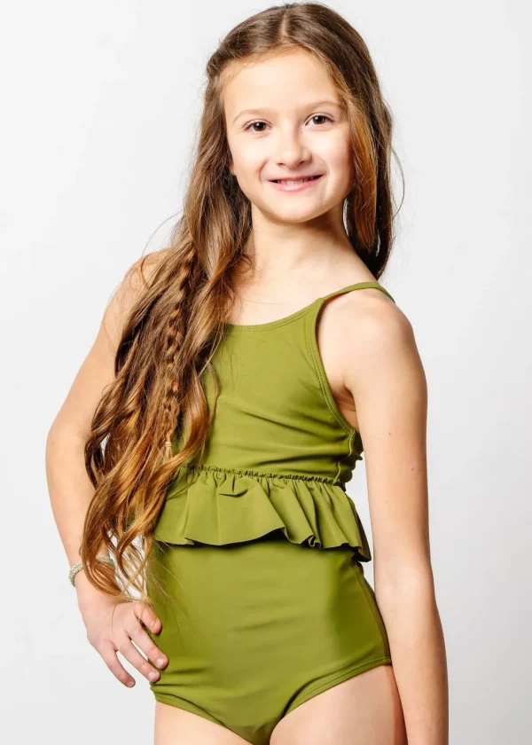 Olive Green | Youth Peplum Top
