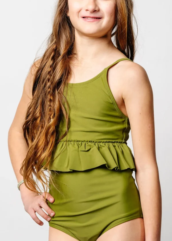 Olive Green | Youth Peplum Top