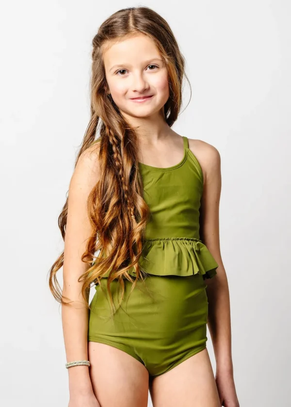 Olive Green | Youth Peplum Top