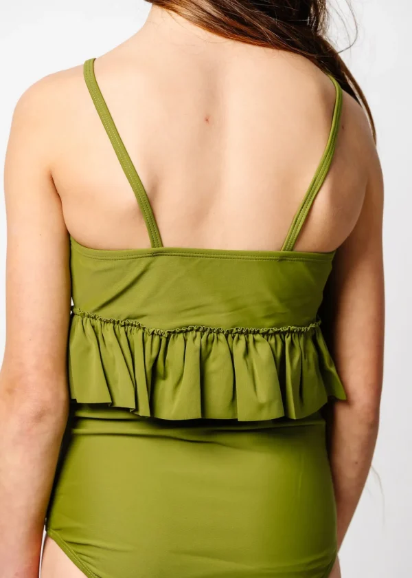 Olive Green | Youth Peplum Top