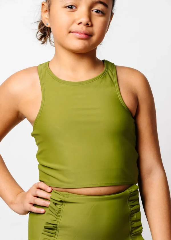 Olive Green | Youth Racer Back Top