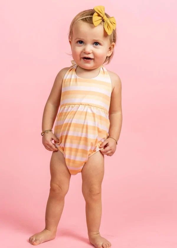 Peachy Stripe | Baby Romper One-Piece