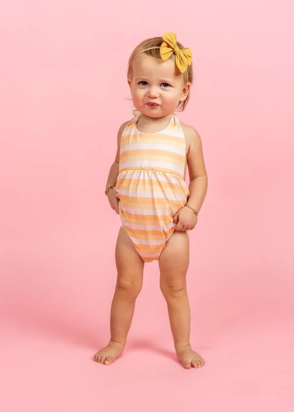 Peachy Stripe | Baby Romper One-Piece
