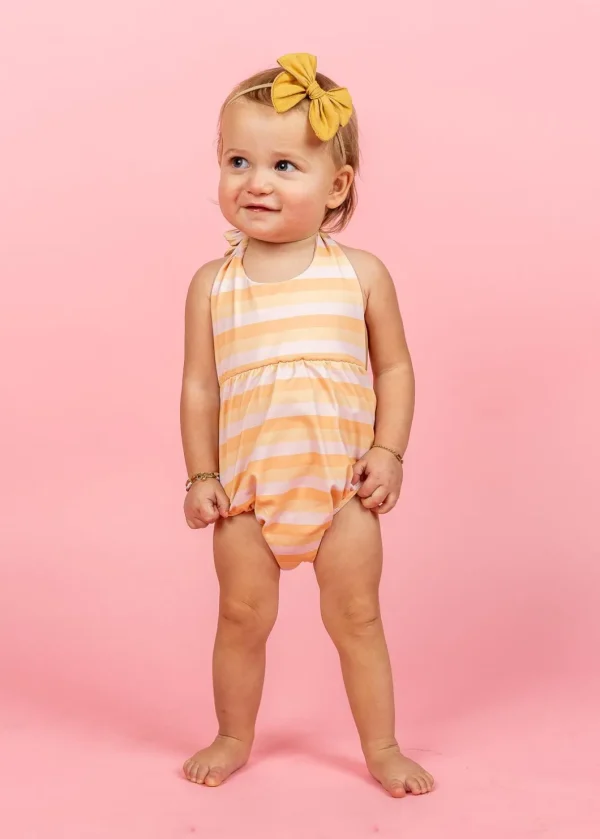 Peachy Stripe | Baby Romper One-Piece