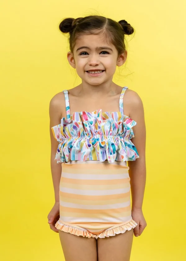 Peachy Stripe | Mini All Ruffled Up Bottoms